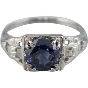 Late Art Deco Sapphire 18 Karat Gold Ring