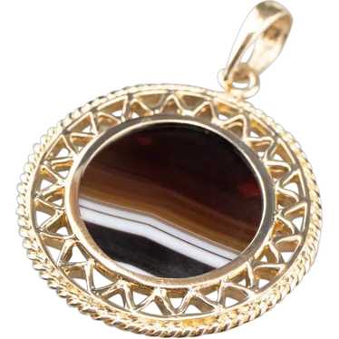 Mid-Century Banded Agate Pendant - image 1