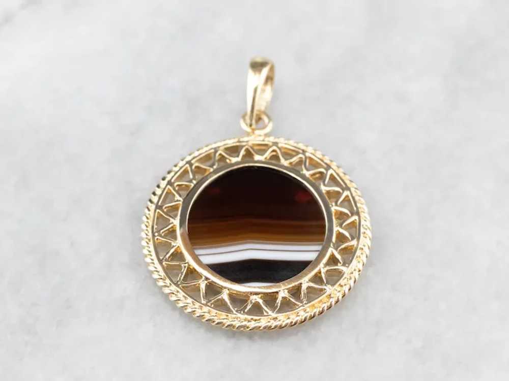 Mid-Century Banded Agate Pendant - image 2