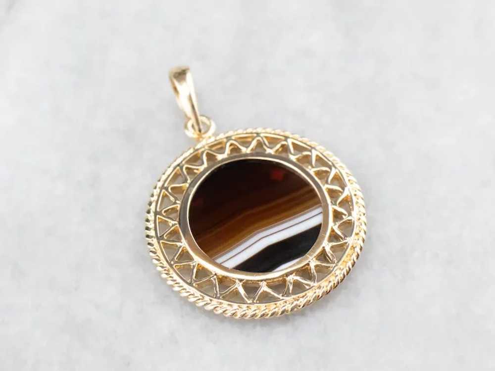 Mid-Century Banded Agate Pendant - image 3