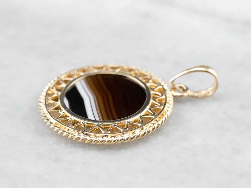 Mid-Century Banded Agate Pendant - image 4