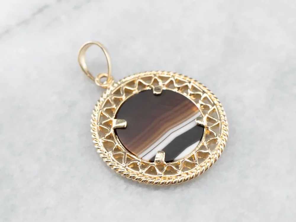 Mid-Century Banded Agate Pendant - image 5