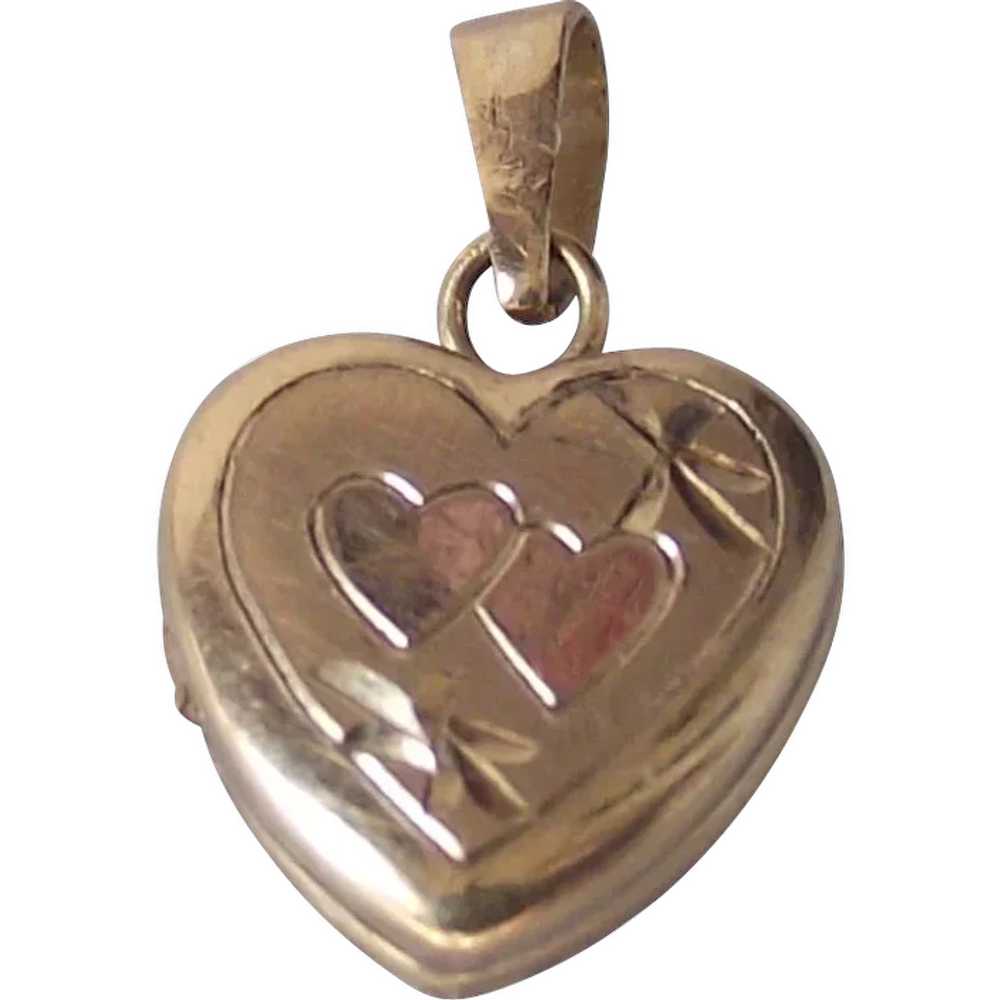Vintage Tiny Baby Heart  Locket 14 kt Gold Fill - image 1