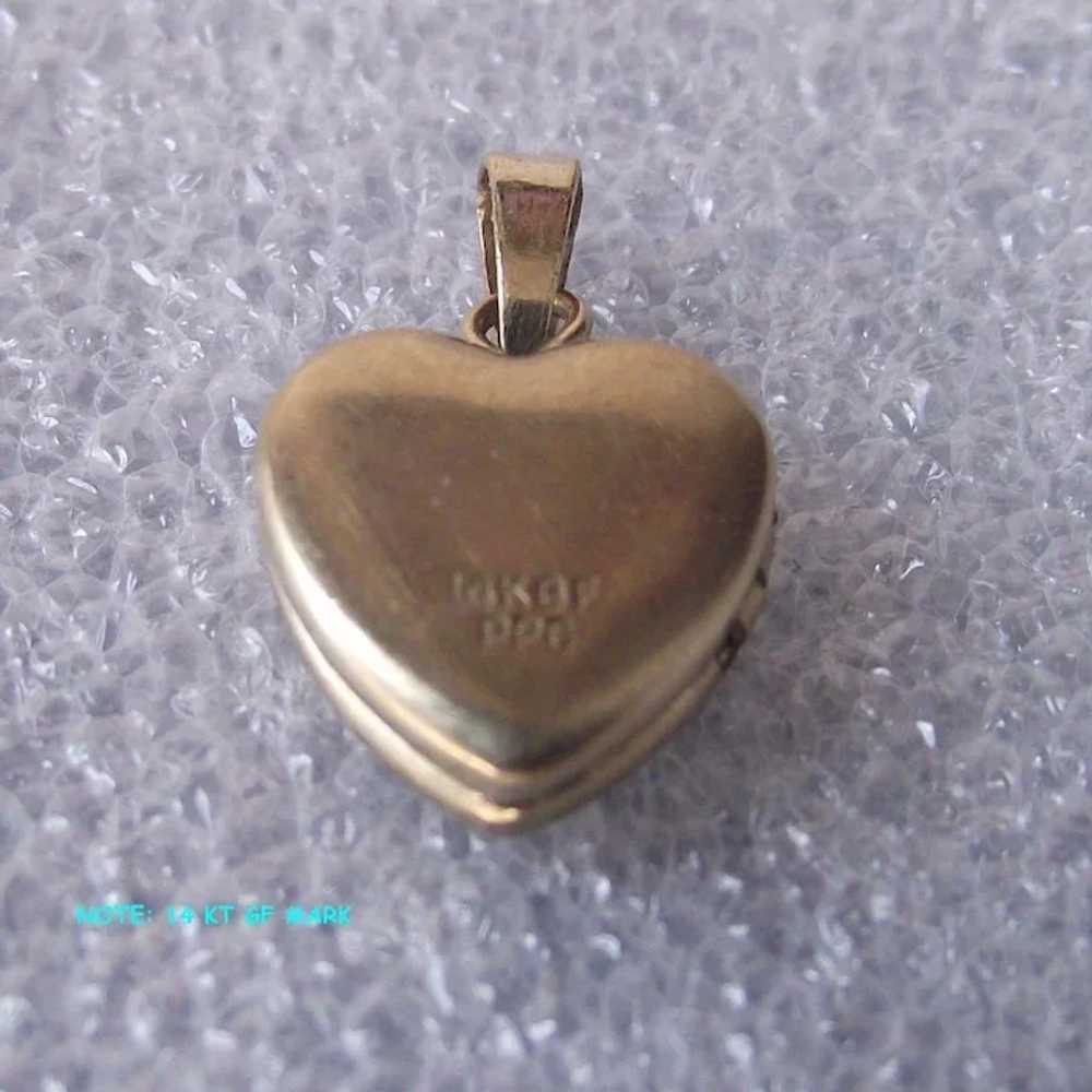 Vintage Tiny Baby Heart  Locket 14 kt Gold Fill - image 2