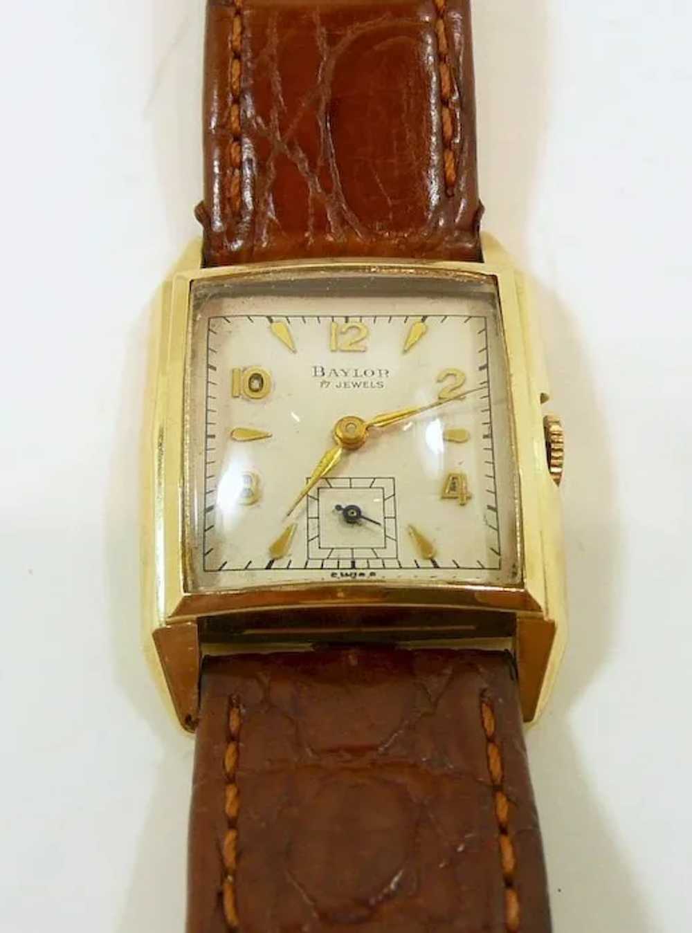 Interesting Baylor Vintage Gold Tank Watch c. 195… - image 4