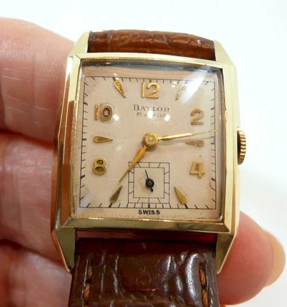 Interesting Baylor Vintage Gold Tank Watch c. 195… - image 8