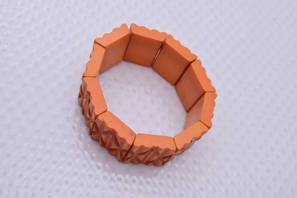 Carved Bakelite Stretch Bracelet - image 3
