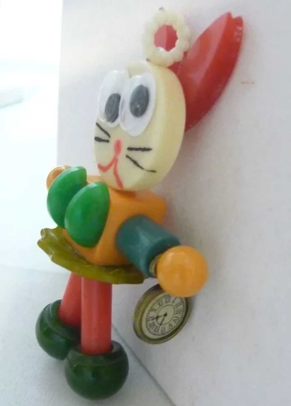 BAKELITE Googly Eyed White Bunny Rabbit (I'm Late… - image 4