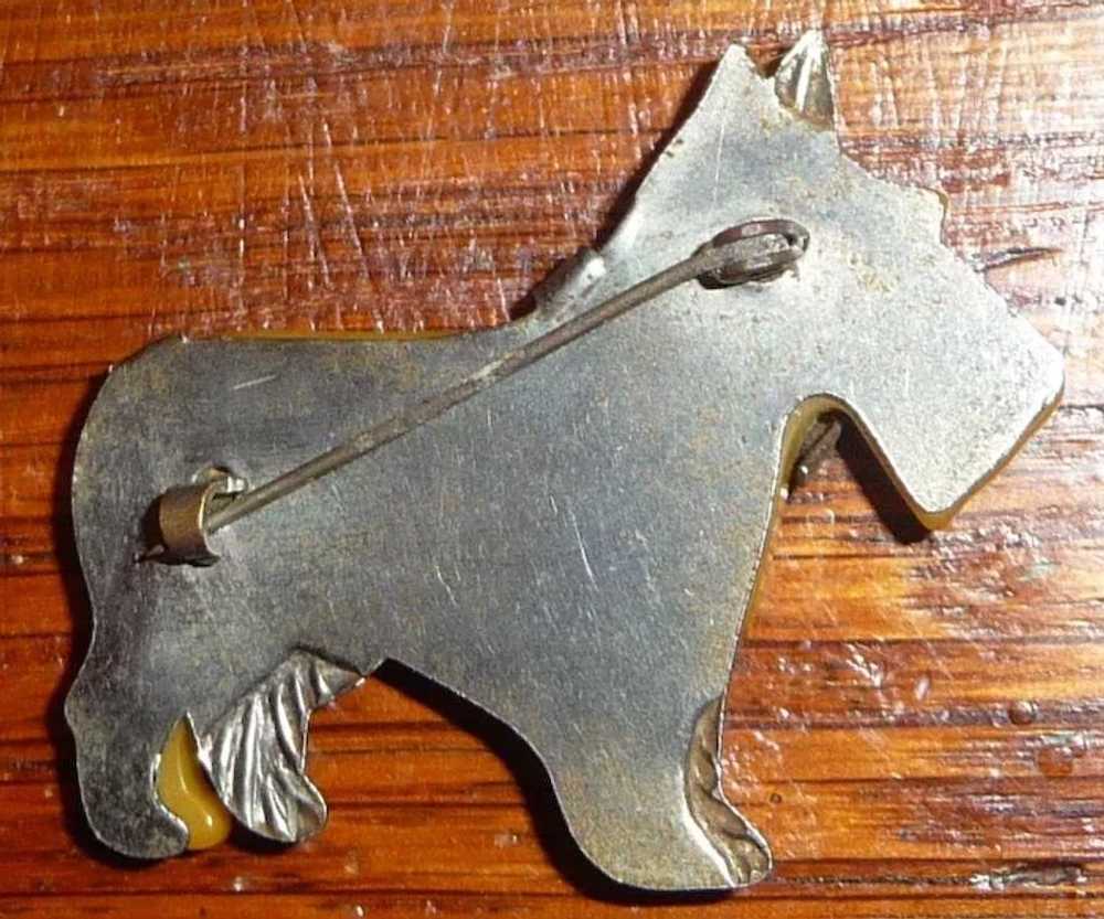 Bakelite and Metal Scotty Dog Pin Brooch - image 2
