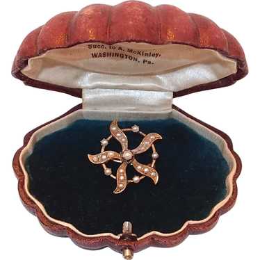 Antique Edwardian, Art Nouveau Era 10kt Seed Pearl