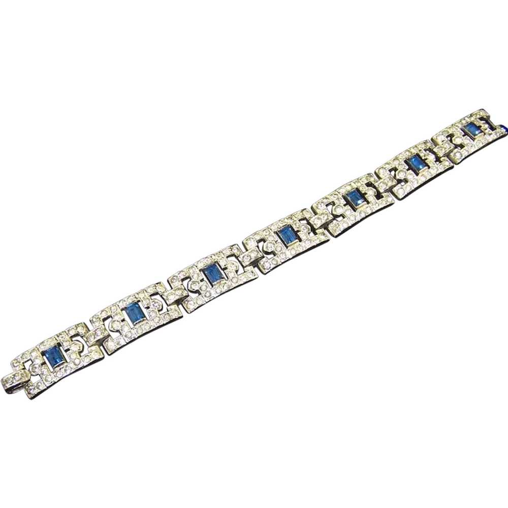 KTF TRIFARI Art Deco Simulated Sapphire and Pavé … - image 1