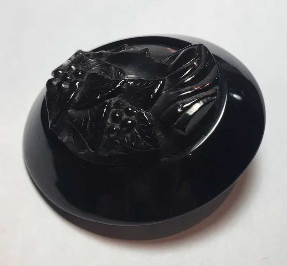 ANTIQUE Victorian Mourning Whitby Jet Cameo Brooch - image 4