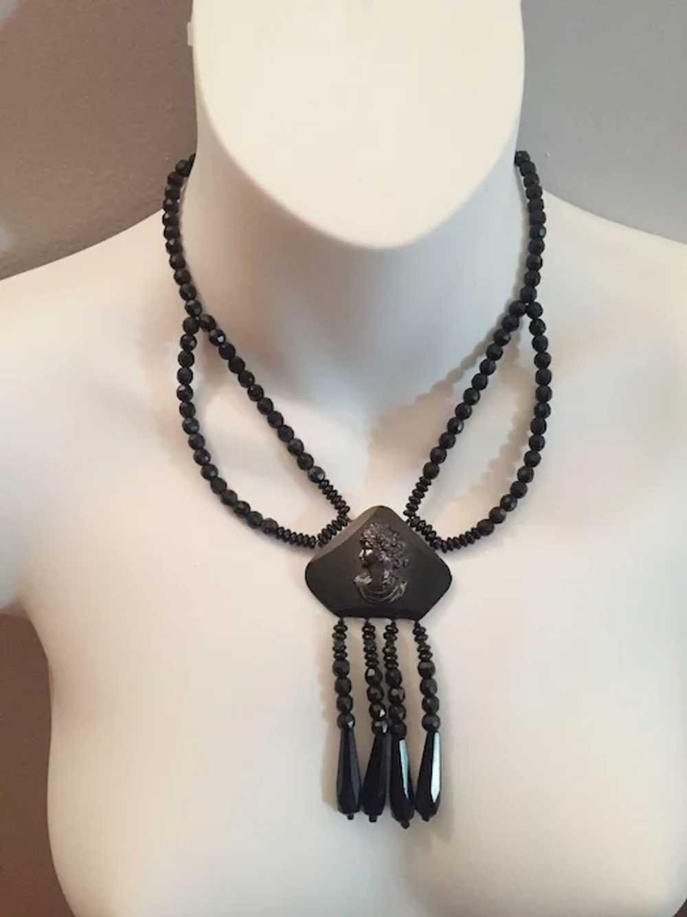 Antique Victorian Mourning French Jet Necklace - image 3