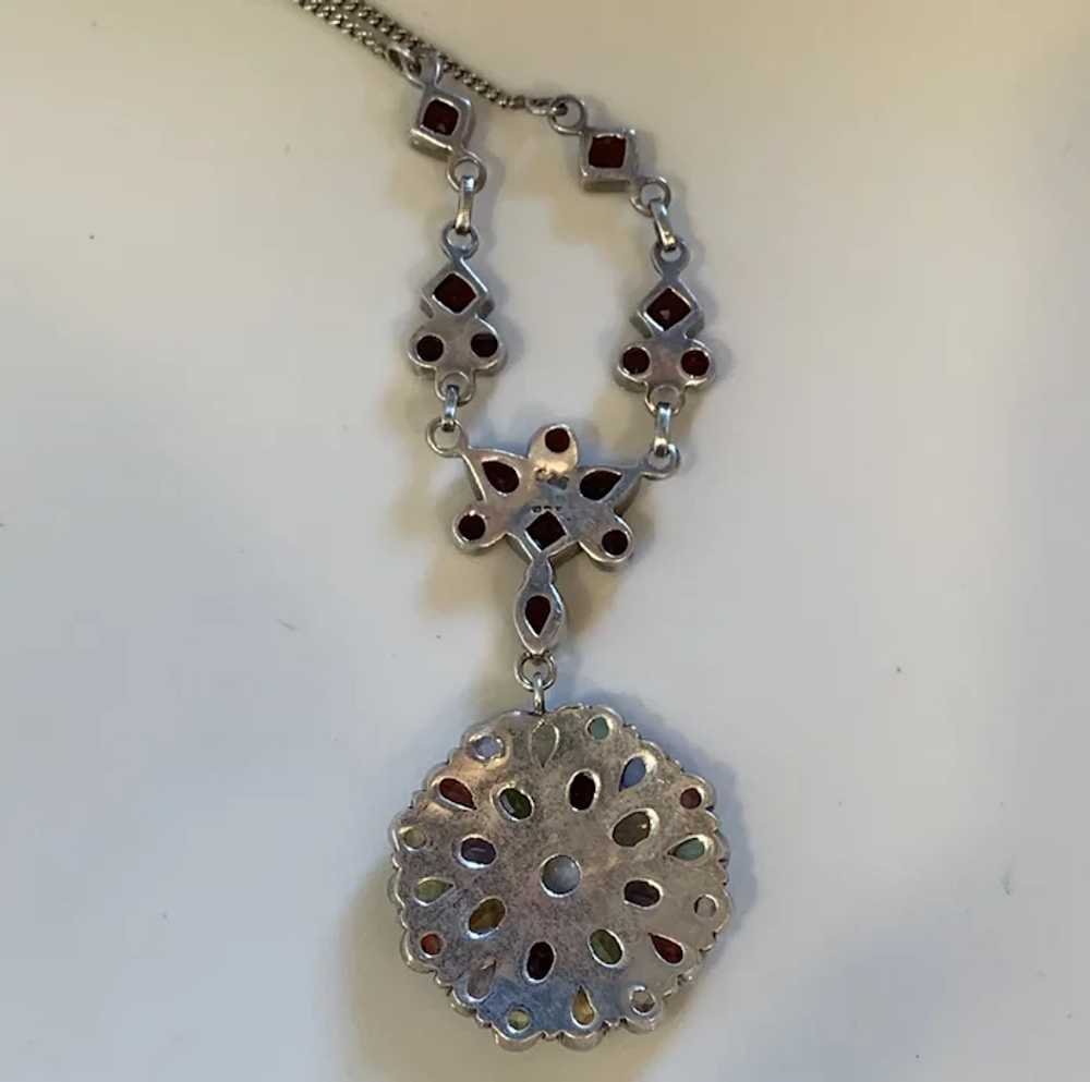 Moonstone, Garnet Multi Gemstone Sterling necklace - image 5