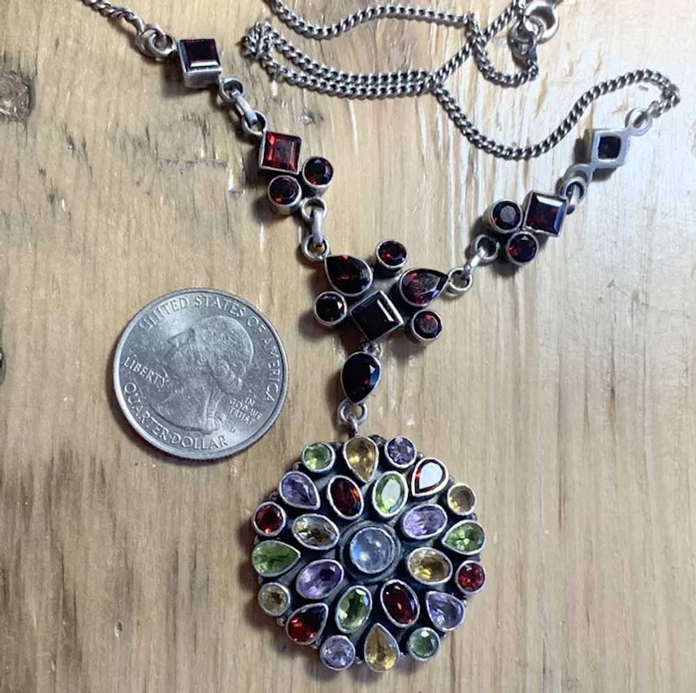 Moonstone, Garnet Multi Gemstone Sterling necklace - image 7