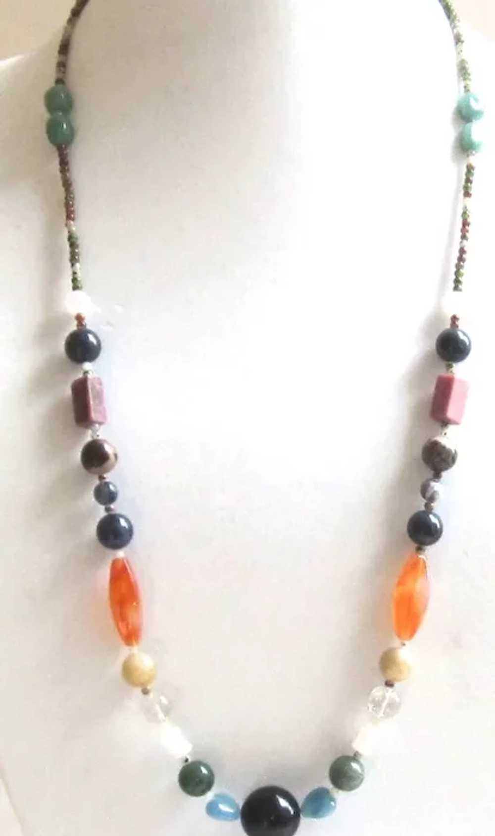 Vintage Multi Color Agate Long Necklace - image 3