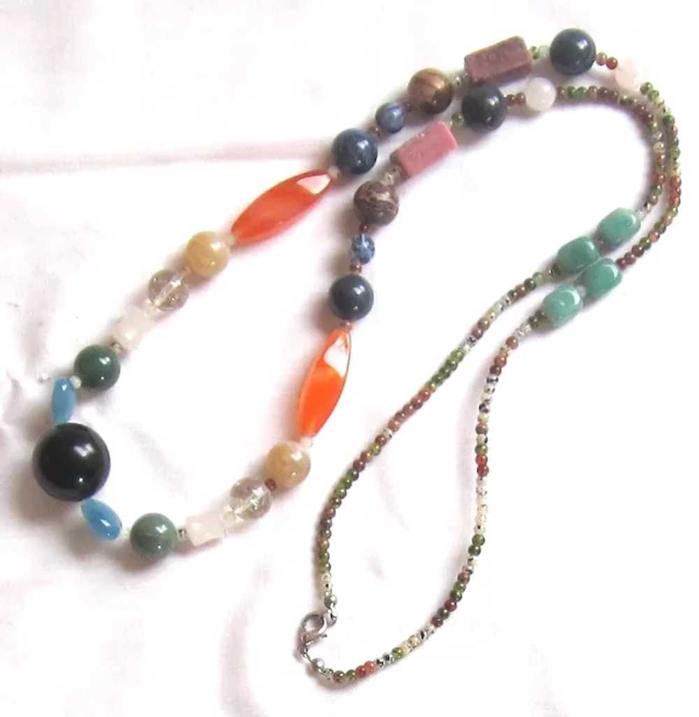 Vintage Multi Color Agate Long Necklace - image 4