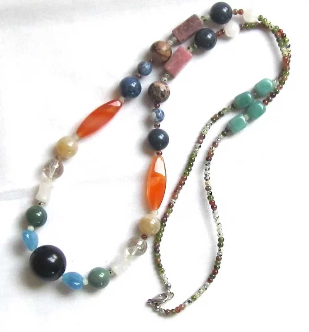 Vintage Multi Color Agate Long Necklace - image 5
