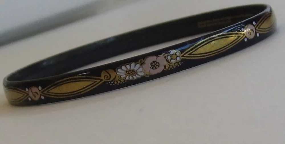 Hand Painted Bangle Bracelet, Flowers - image 3