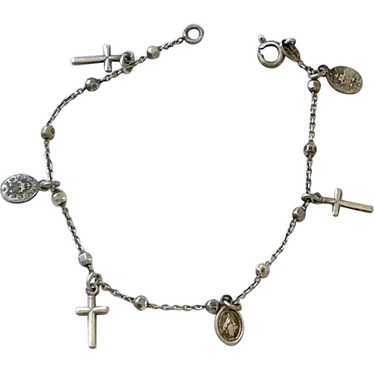 Sterling Silver cross and Medal Bracelet - image 1