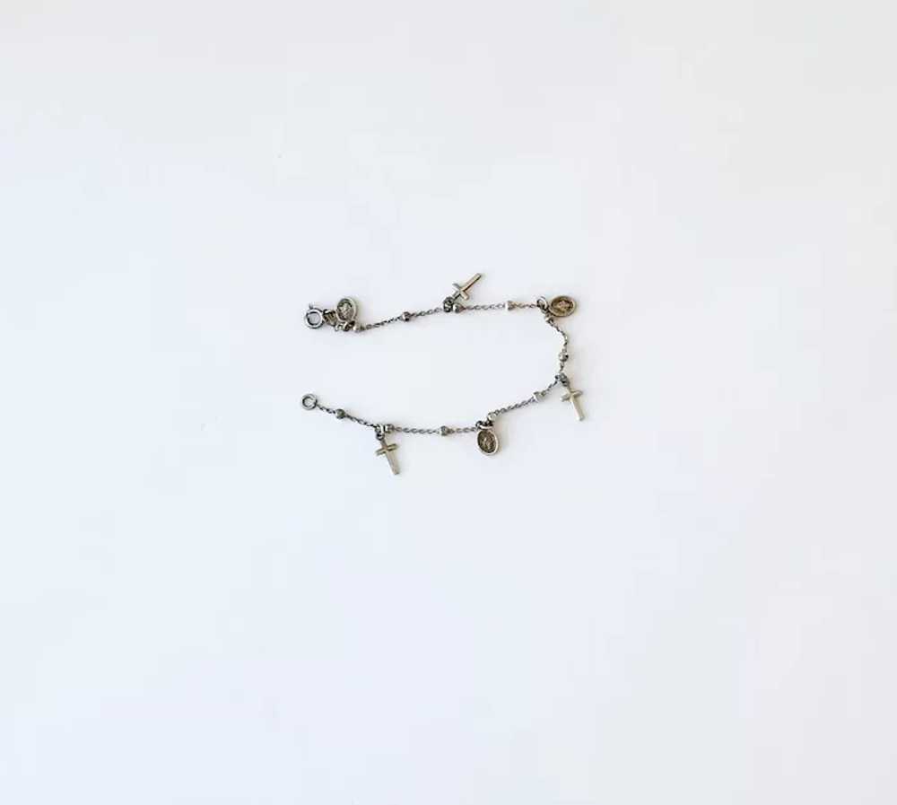 Sterling Silver cross and Medal Bracelet - image 2