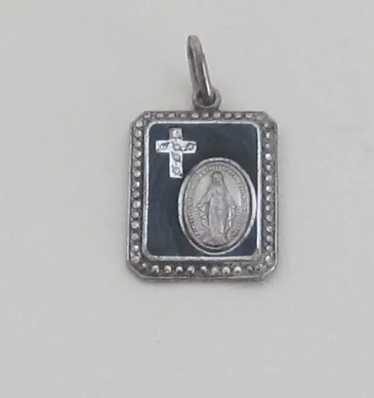 Marcasite,Onyx, Sterling Vintage Blessed Mother Me
