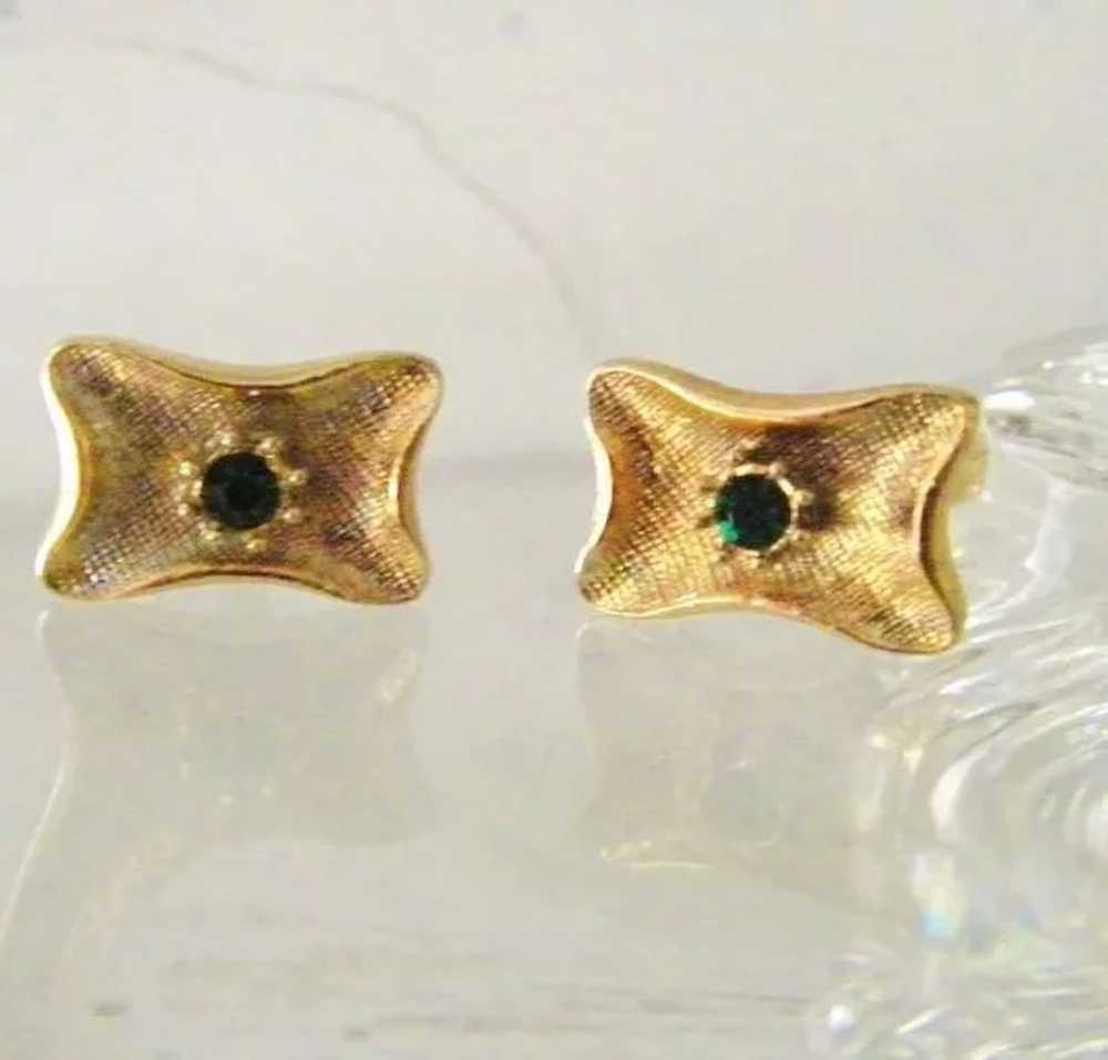 Gold Filled Cufflinks w' Faux Emerald - image 1