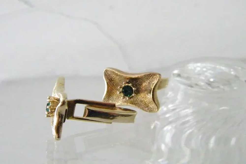 Gold Filled Cufflinks w' Faux Emerald - image 4