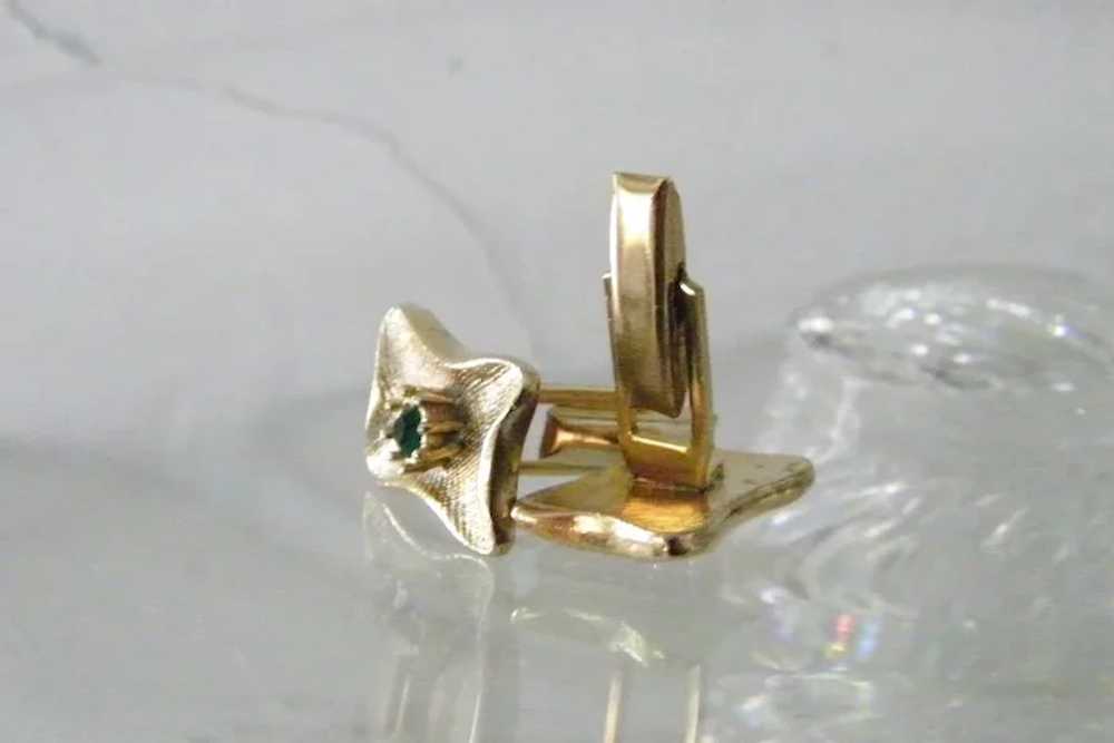 Gold Filled Cufflinks w' Faux Emerald - image 5