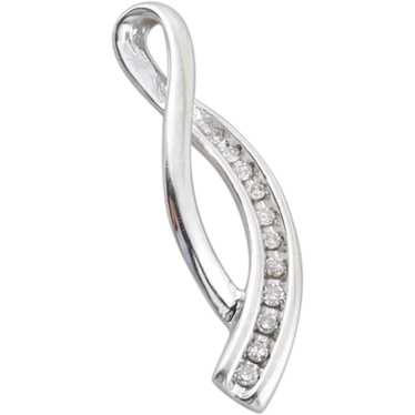 10k White Gold Diamond Ribbon Pendant Only  1/8 tc