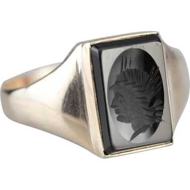 Vintage Black Onyx Intaglio Ring