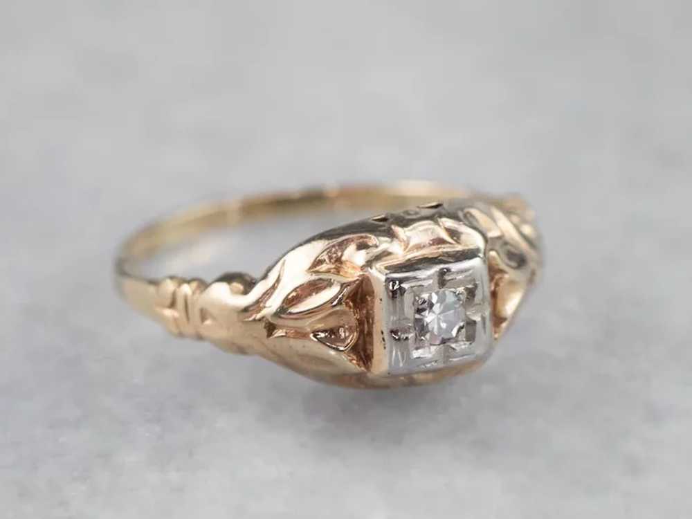 Vintage 1940s Diamond Solitaire Ring - image 2