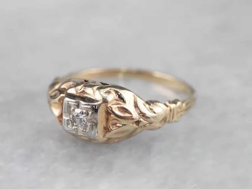 Vintage 1940s Diamond Solitaire Ring - image 3