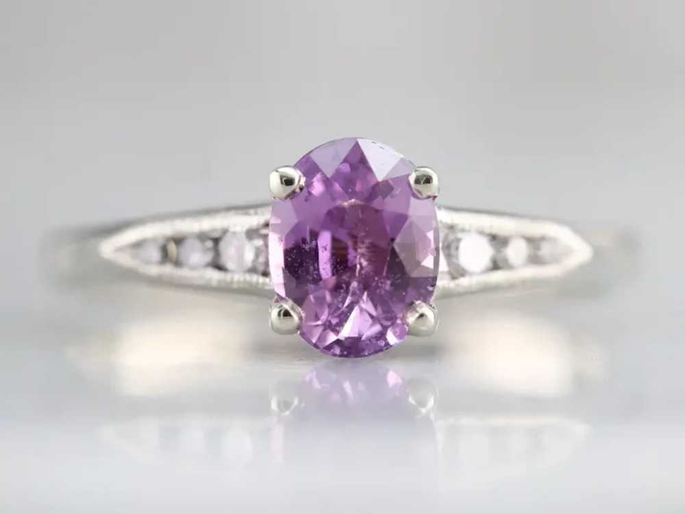 Upcycled Retro Pink Sapphire and Diamond Ring - image 2