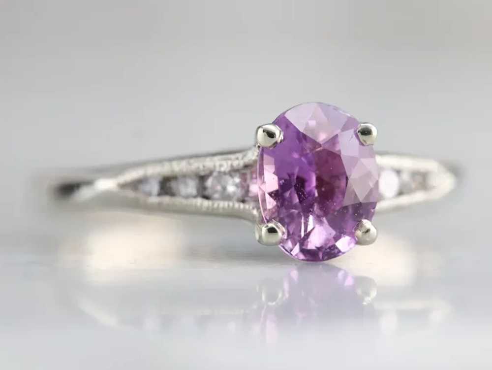 Upcycled Retro Pink Sapphire and Diamond Ring - image 3