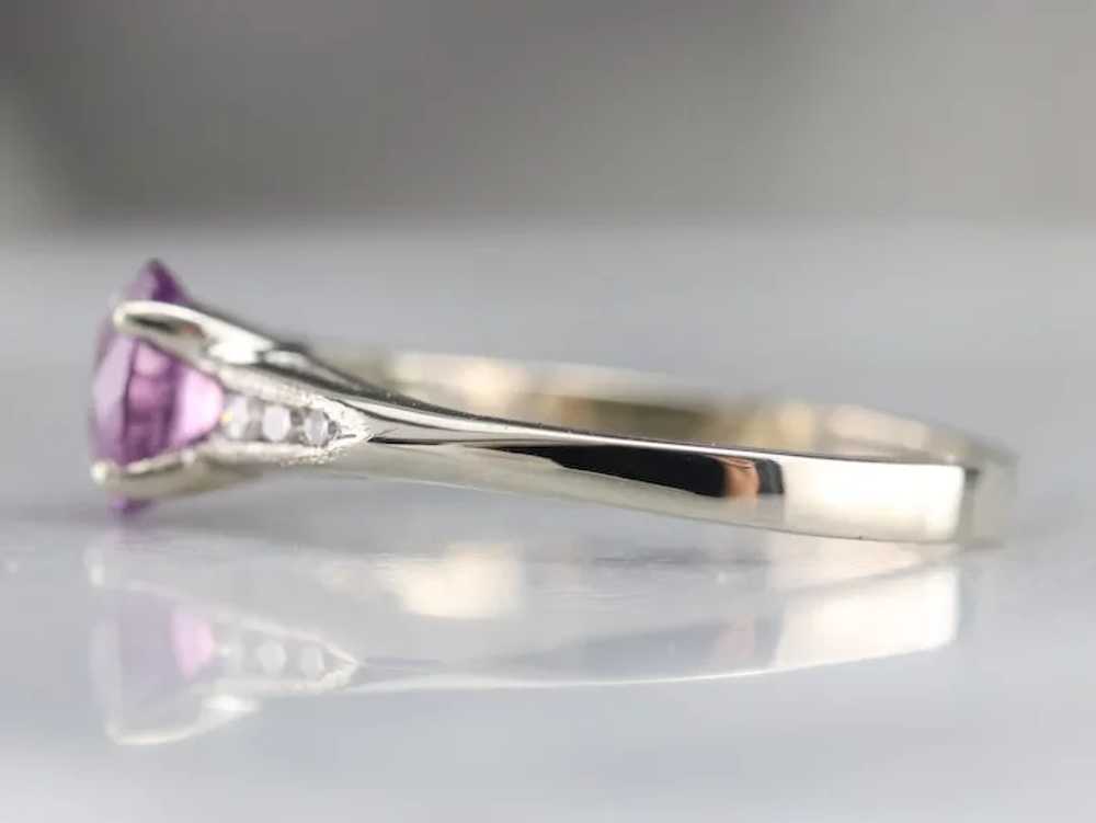 Upcycled Retro Pink Sapphire and Diamond Ring - image 4