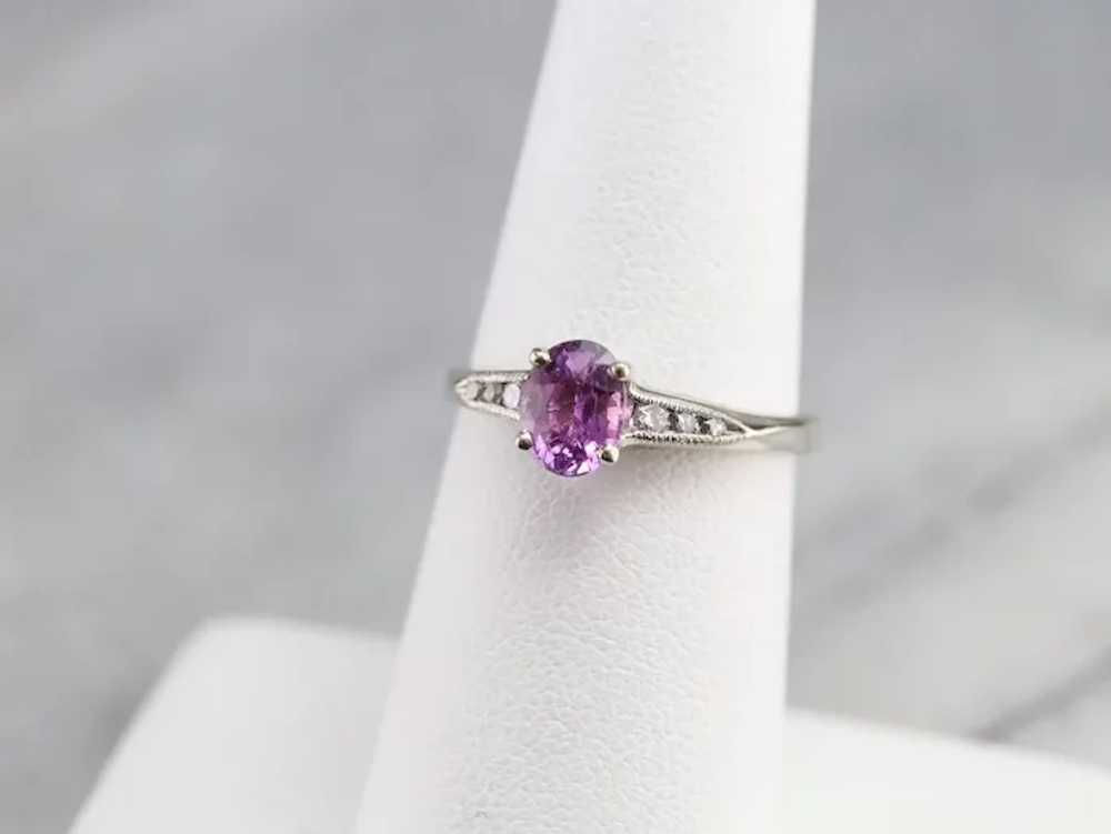 Upcycled Retro Pink Sapphire and Diamond Ring - image 7