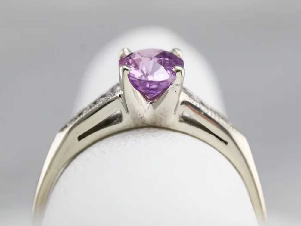 Upcycled Retro Pink Sapphire and Diamond Ring - image 8