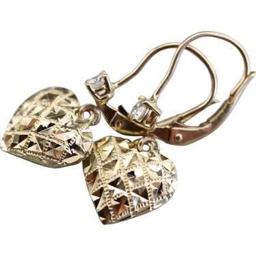 Sweet Diamond Heart Drop Earrings