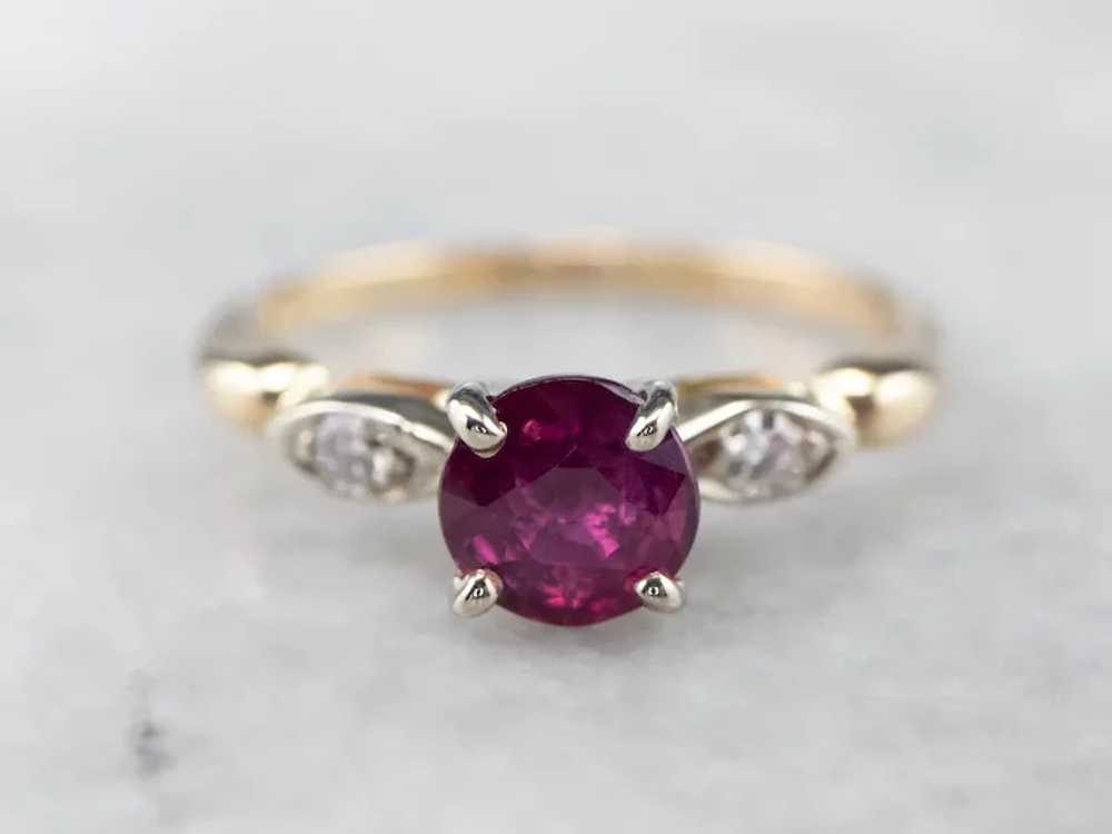 Pink Sapphire and Diamond Two Tone 14 Karat Gold … - image 2