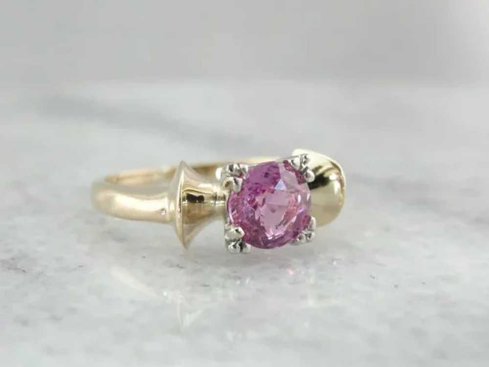 Sweet Pink Sapphire Bow Ring - image 3