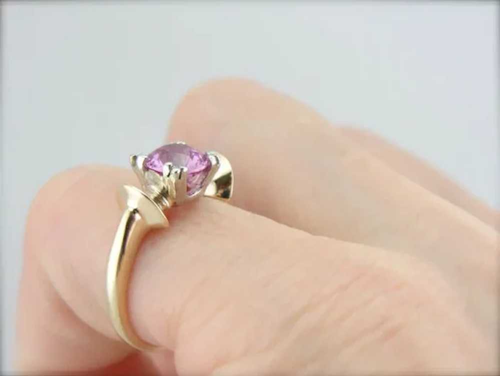 Sweet Pink Sapphire Bow Ring - image 4