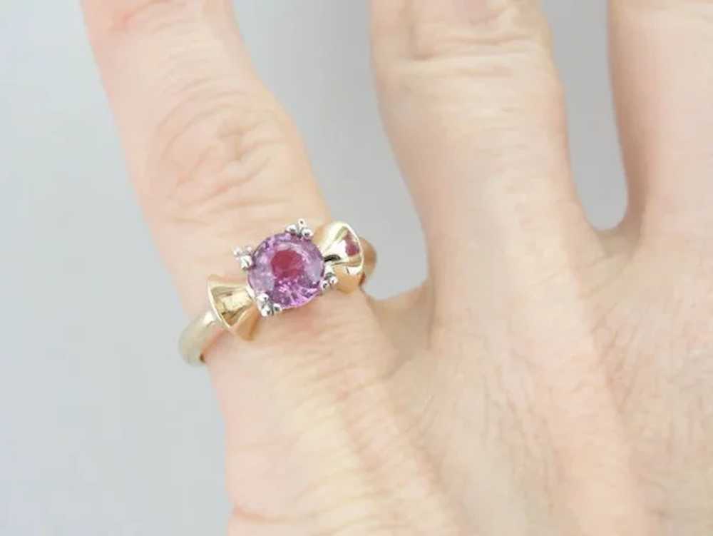 Sweet Pink Sapphire Bow Ring - image 5
