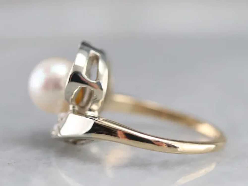 Cultured Pearl and Old Mine Cut Diamond Cocktail … - image 4