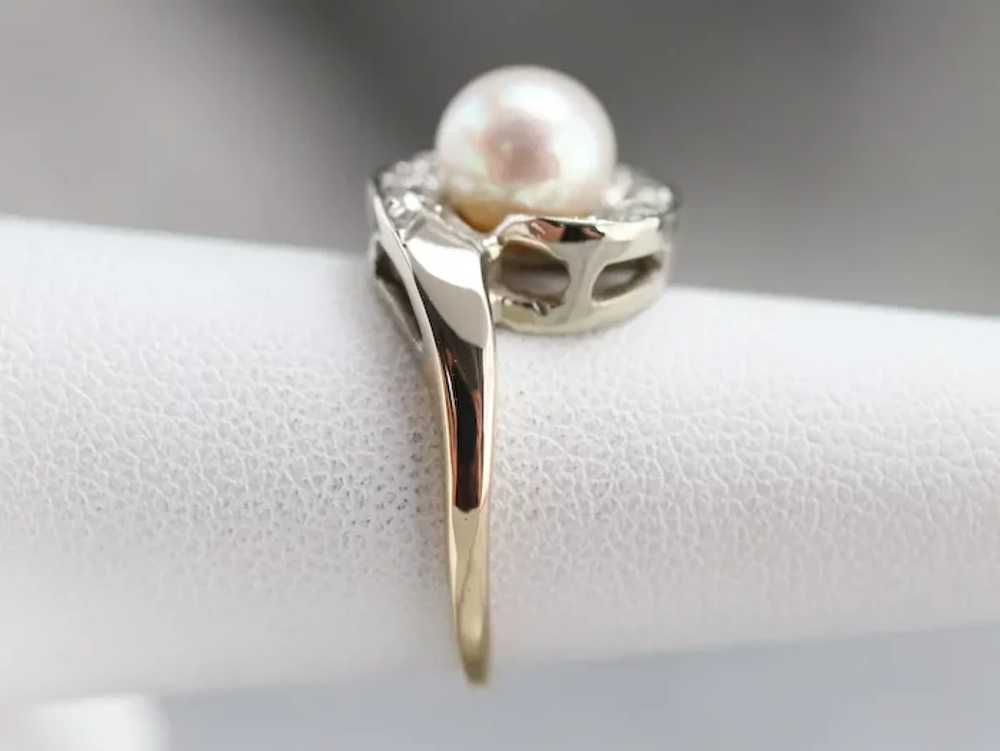 Cultured Pearl and Old Mine Cut Diamond Cocktail … - image 8
