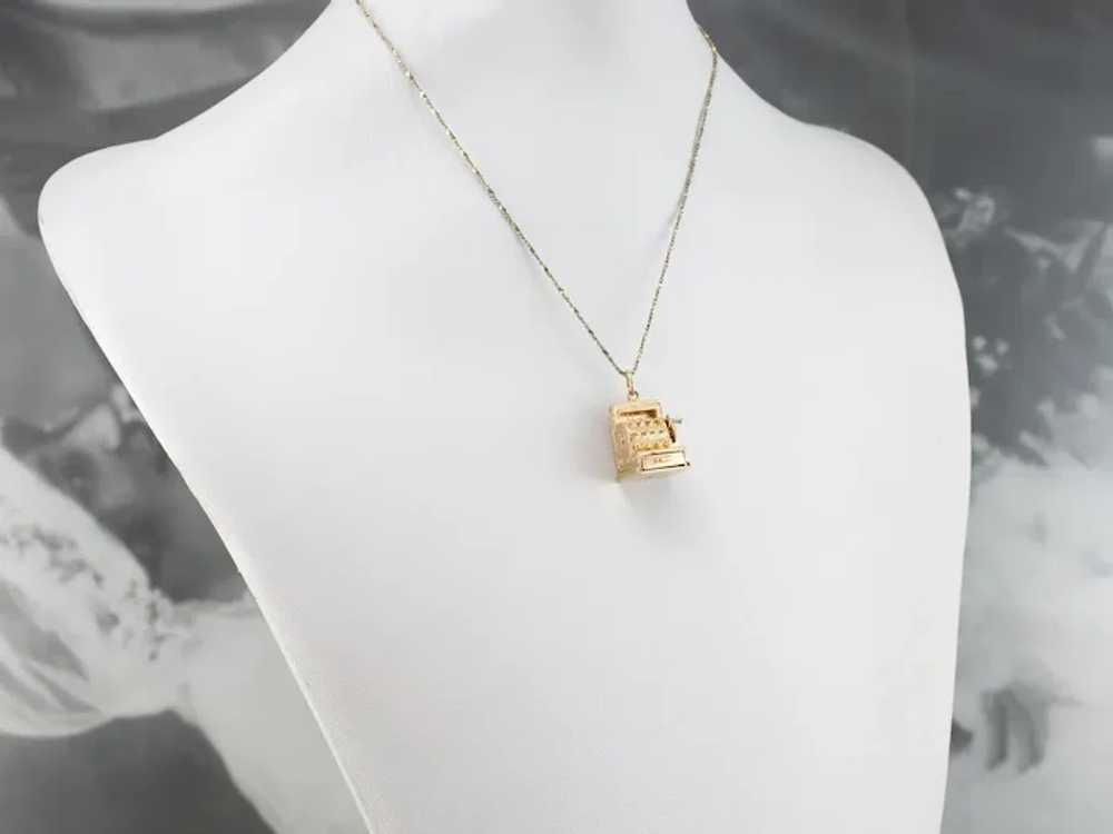 Vintage 14 Karat Gold Cash Register Charm - image 10