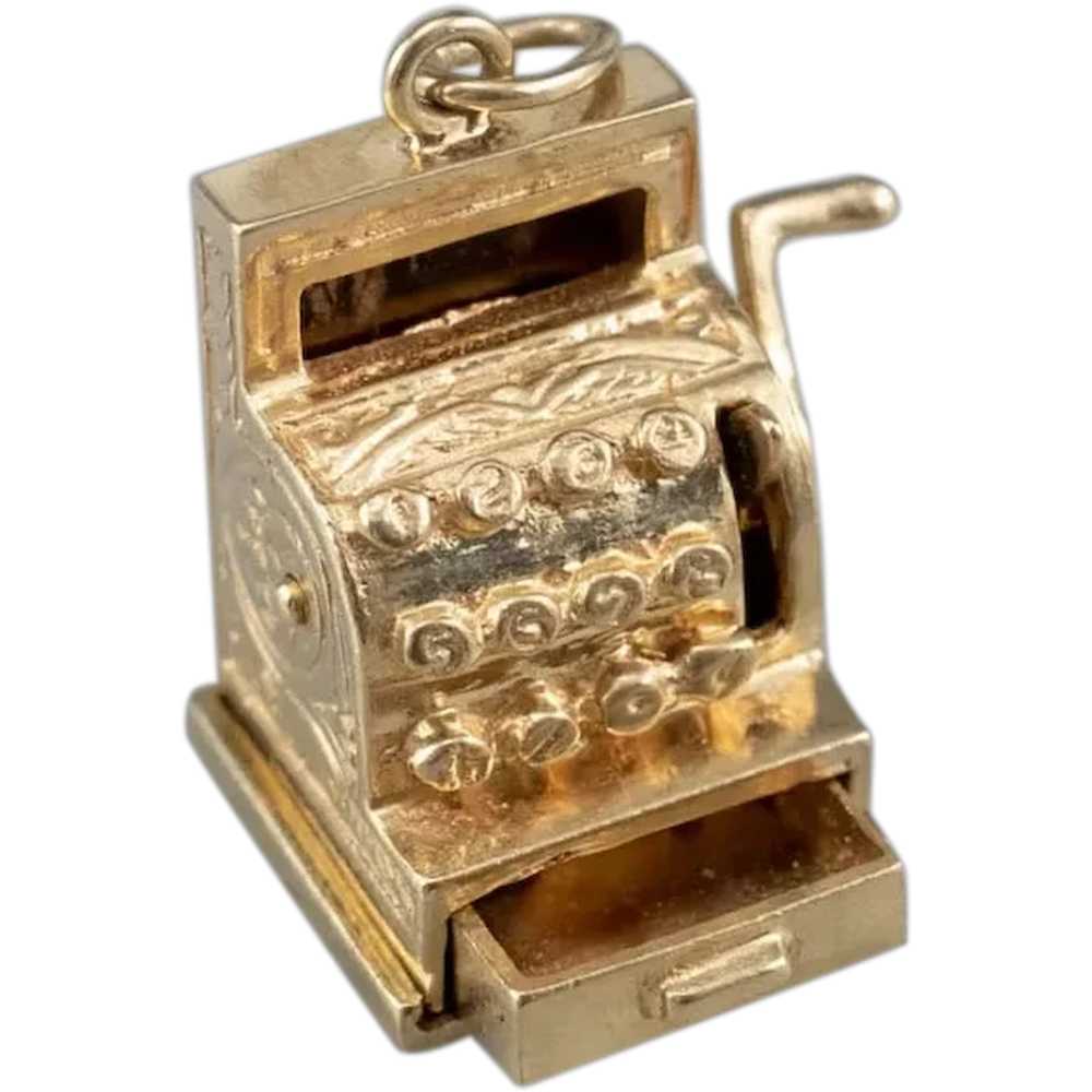 Vintage 14 Karat Gold Cash Register Charm - image 1