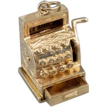 Vintage 14 Karat Gold Cash Register Charm - image 1