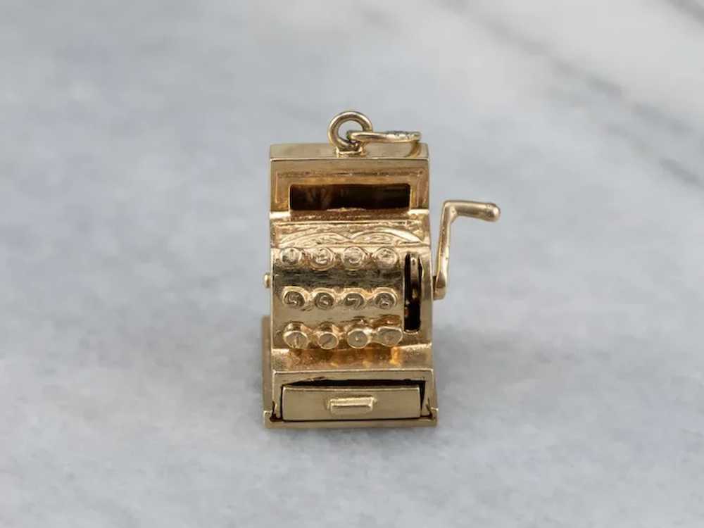 Vintage 14 Karat Gold Cash Register Charm - image 2