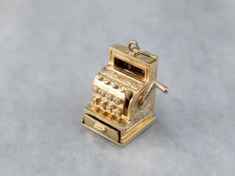 Vintage 14 Karat Gold Cash Register Charm - image 3